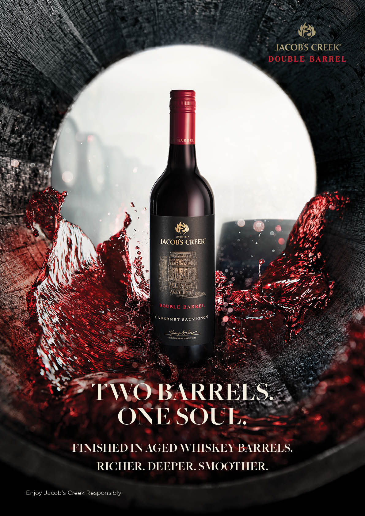Jacob's Creek Double Barrel key art — Two Barrels. One Soul.